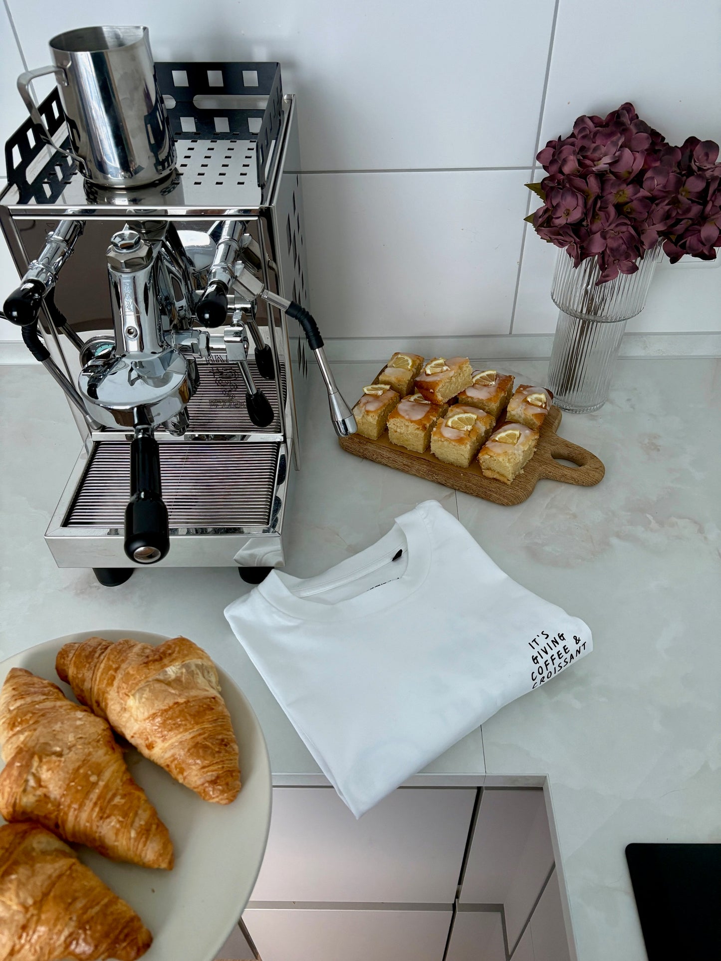 IT'S GIVING COFFEE AND CROISSANT T-SHIRT