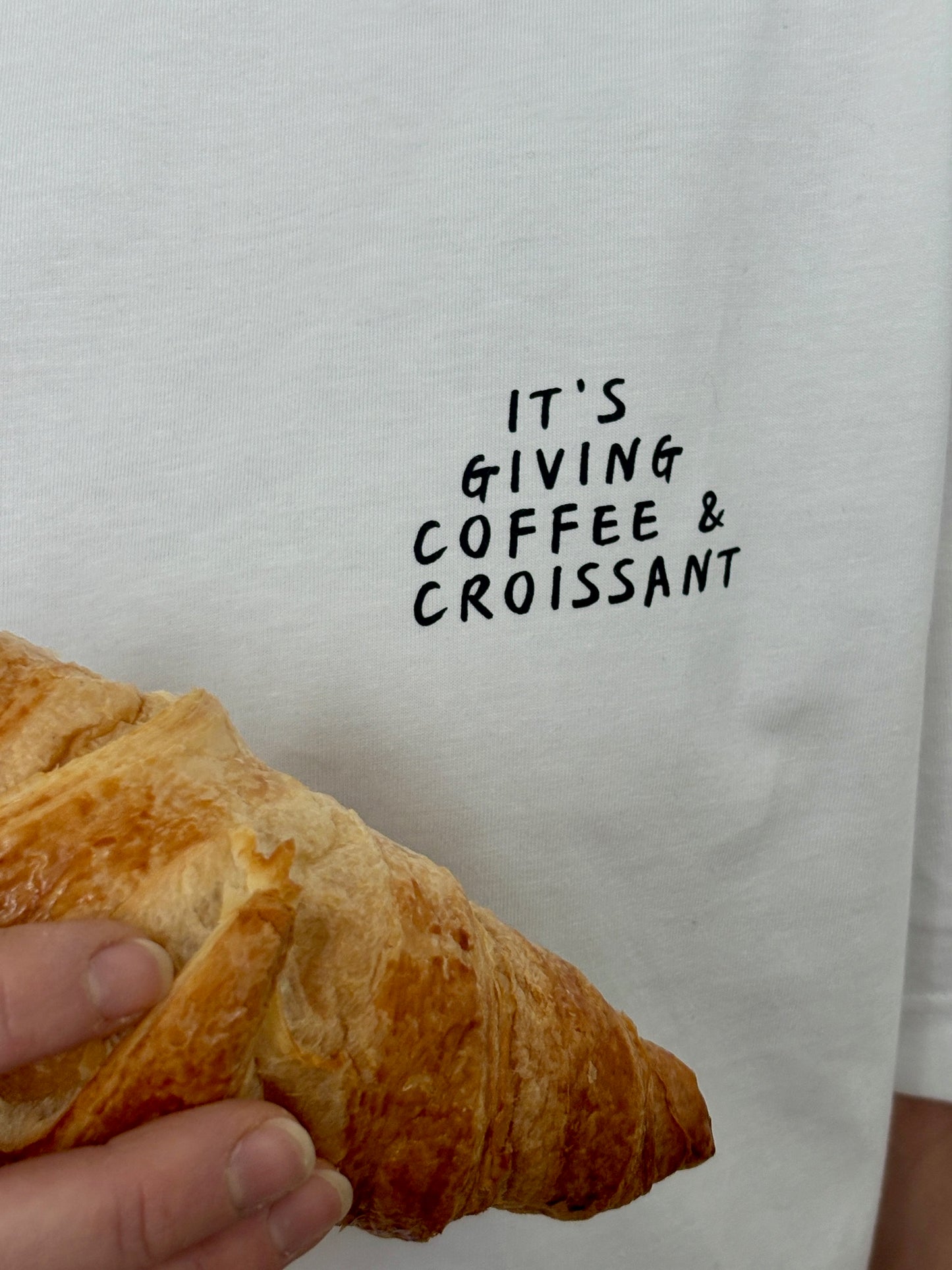 IT'S GIVING COFFEE AND CROISSANT T-SHIRT